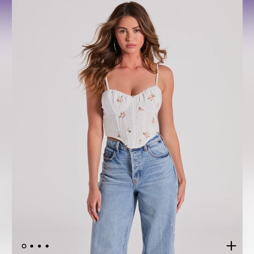 Embroidered floral bustier top